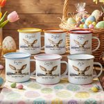 Personalisierte Frohe Ostern niedlichen Hasen 12 oz Emaille Becher mit Namen Ostern Party Geburtstag Geschenk für Kinder