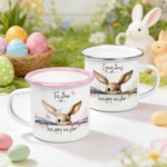 Personalisierte Frohe Ostern niedlichen Hasen 12 oz Emaille Becher mit Namen Ostern Party Geburtstag Geschenk für Kinder