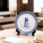 Personalised Hand-Drawn Style Pet Portrait Ceramic Plate with Name and Stand Home Decor Daily Use Sympathy Memorial Gift for Pet Owner