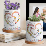 Personalized Watercolor Birth Flower Butterfly Love Heart Ceramic Flower Pot with Name Mother's Day Birthday Gift for Grandma Mom