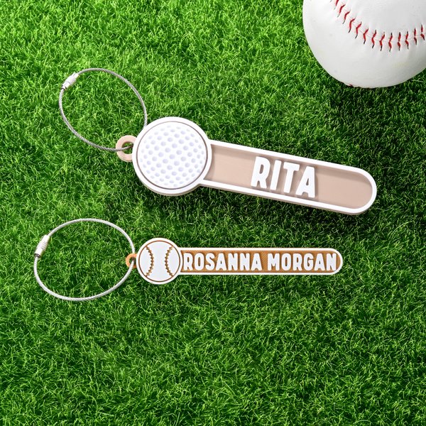 Porte-clés personnalisé imprimé en 3D avec nom Cadeau d'anniversaire pour les amoureux des sports de balle
