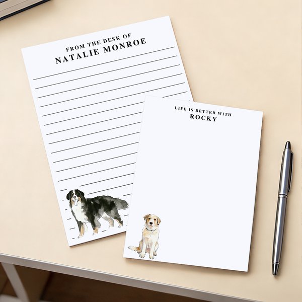 Personalised Watercolour Style Pet Photo Notepad with 40/80 Pages and Text Daily Use Birthday Gift for Pet Lover