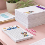 Personalised Cartoon Reading Girl Character Notepad with 40/80 Pages Name and Text Daily Diary Birthday Gift for Girls Students