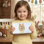 Personalised Cute Bunny Birth Flower Wreath Easter Biscuit Tin Box with Name Easter Party Gift for Children