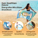 Personalisiertes Cartoon-Surfer Strandtuch | mit Namen | schnelltrocknendes Handtuch | Strand Urlaub Geburtstag Geschenk für Kinder