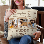 Personalized 3 Pet Photos Paw Bone Heart Print Soft Throw Pillow Cover with Name and Year Home Decoration Memorial Gift for Pet Loss