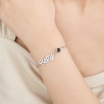 Personalised Photo Projection Design Adjustable Chain Bracelet with Name Dainty Jewellery Mother's Day Memorial Day Gift for Mom Grandma