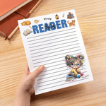Personalised Cartoon Reading Girl Character Notepad with 40/80 Pages Name and Text Daily Diary Birthday Gift for Girls Students