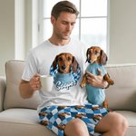 Personalizado colorido Plaid Face Foto Adulto Pijama Set con Nombre Daily Wear Aniversario Cumpleaños Regalo para Pareja Pet Lover