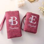 Portefeuille en cuir plié avec nom et fentes pour cartes multiples Cadeau d'anniversaire pour femmes