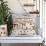 Personalized 3 Pet Photos Paw Bone Heart Print Soft Throw Pillow Cover with Name and Year Home Decoration Memorial Gift for Pet Loss