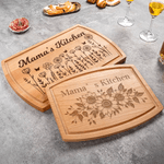Tabla para cortar embutidos personalizada con título y ranura para zumo Regalo de inauguración de la casa para mamá Pareja Familia