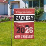 Personalisierte doppelseitige Graduation Garden Flag mit Namen und Klasse von 2026 Multicolor Yard Porch Dekoration Geschenk für Absolventen Senioren