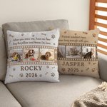 Personalized 3 Pet Photos Paw Bone Heart Print Soft Throw Pillow Cover with Name and Year Home Decoration Memorial Gift for Pet Loss