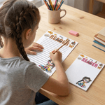 Personalised Cartoon Reading Girl Character Notepad with 40/80 Pages Name and Text Daily Diary Birthday Gift for Girls Students