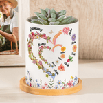 Personalized Watercolor Birth Flower Butterfly Love Heart Ceramic Flower Pot with Name Mother's Day Birthday Gift for Grandma Mom