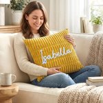 Personalizzato multicolore linea ricamo nome morbido cuscino copertina casa decorazione uso quotidiano regalo di compleanno per i bambini famiglia amici