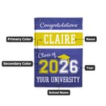 Personalisierte doppelseitige Graduation Garden Flag mit Namen und Klasse von 2026 Multicolor Yard Porch Dekoration Geschenk für Absolventen Senioren