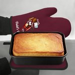 Set de guantes y agarradores de olla personalizados con texto y lazo para colgar para los amantes de la cocina