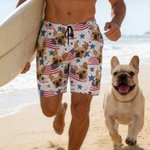Personlig 1-5 Ansiktsfoto Amerikansk Flagga Snabbtorkande Badbyxor Strandshorts med Meshfoder Independence Day Strandfest Present för Män