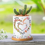 Personalized Watercolor Birth Flower Butterfly Love Heart Ceramic Flower Pot with Name Mother's Day Birthday Gift for Grandma Mom