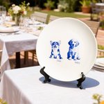 Personalised Hand-Drawn Style Pet Portrait Ceramic Plate with Name and Stand Home Decor Daily Use Sympathy Memorial Gift for Pet Owner