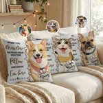 Personalised Imitation Embroidered Pet Photo Heart Paw Print Soft Cushion Cover with Name Meaningful Birthday Gift for Cat Dog Pet Owner