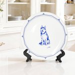 Personalised Hand-Drawn Style Pet Portrait Ceramic Plate with Name and Stand Home Decor Daily Use Sympathy Memorial Gift for Pet Owner