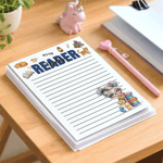 Personalised Cartoon Reading Girl Character Notepad with 40/80 Pages Name and Text Daily Diary Birthday Gift for Girls Students