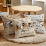 Personalized 3 Pet Photos Paw Bone Heart Print Soft Throw Pillow Cover with Name and Year Home Decoration Memorial Gift for Pet Loss
