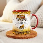 Personalized Bear Mom and 1-6 Baby Bears Sunflower Leopard Print 11 oz 15 oz Ceramic Mug with Names Mother's Day Gift for Mom