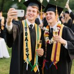Personalised Two-Coloured Graduation Hat Braided Ribbon Lei with Name and Year Party Decor Graduation Gift for Graduates