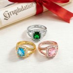 Personalized Square Birthstone Ring with Zircon and Engraved Text Completion Gift for Class of 2026 Graduates