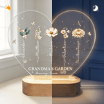 Luce notturna a LED in acrilico a forma di cuore con nome e base in legno Regalo di compleanno per la festa della mamma e della nonna