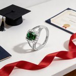Personalized Square Birthstone Ring with Zircon and Engraved Text Completion Gift for Class of 2026 Graduates