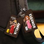 Voyager c'est ma thérapie - Étiquette de bagage personnalisée avec personnage de dessin animé et nom