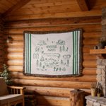 Personalised Line Art Style Moss Green Percy Stripes Adventure Awaits Tassel Soft Throw Blanket with Texts Birthday Camping Gift for Nature Lovers