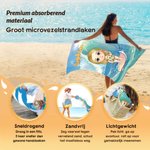 Gepersonaliseerd Extra Groot Sneldrogend Strandlaken met Schattig Cartoonfiguur en Naam Strandfeest Verjaardagscadeau voor Kinderen