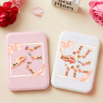 Personalized Hand Birth Flower Double-Sided Makeup Mirror with Name and LED Light Mother's Day Birthday Gift for Mom Grandma