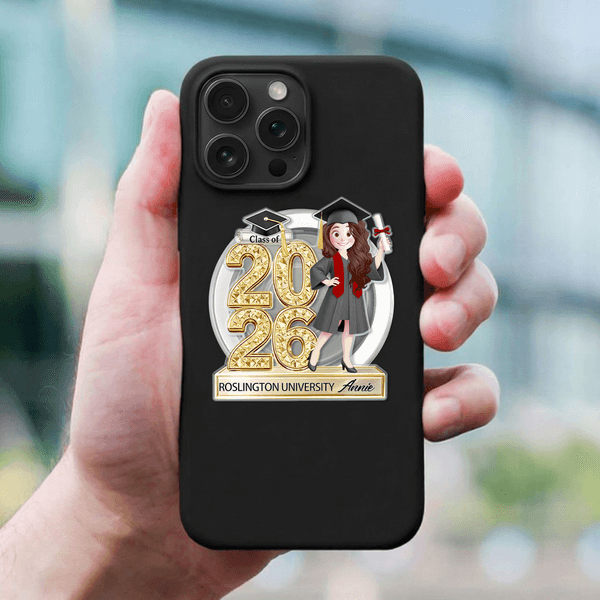 Personalized Cartoon Graduation Character Acrylic Magnetic Phone Grip with School Name Year and Name Graduation Gift for Graduates
