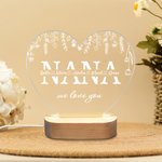 Personalized Mom We Love You Heart-shaped LED Night Light with 1-12 Kid Names and Wooden Base Home Decor Mother's Day Birthday Gift for Mom Grandma