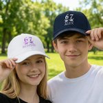 Personalized Multicolor Six Seven Embroidery 100% Cotton Adjustable Baseball Cap with Name Birthday Back to School Gift for Gen Z Teenagers