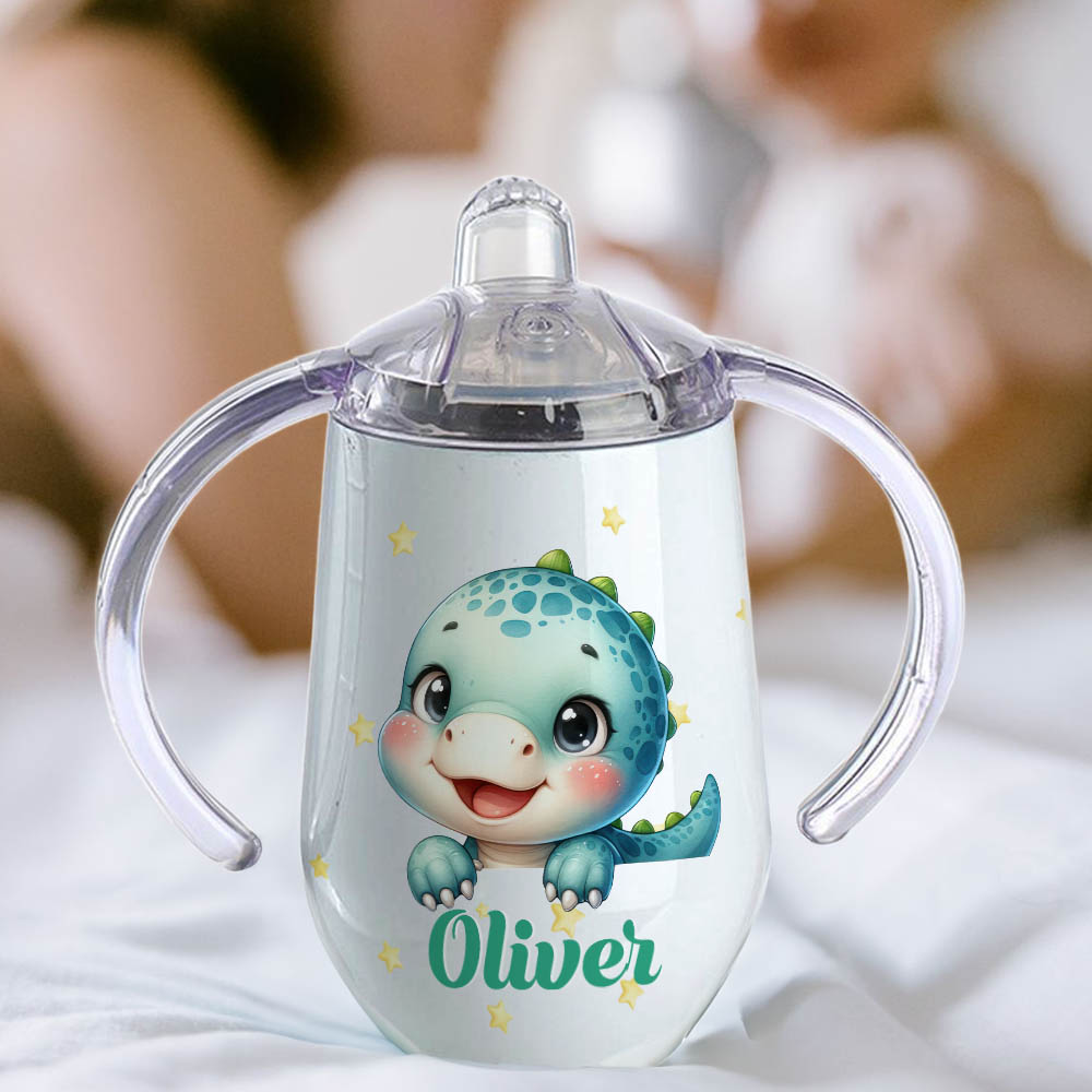Personalised Insulated Sippy Cup Cute Unicorn Bear Animal Design 10 oz with Name and Handle Baby Shower Gift for Toddler Kid