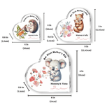 Personlig tegneserie dyreblomst hjerteformet akrylplakett med navn Hjemmedekorasjon Morsdagsgave til mamma bestemor