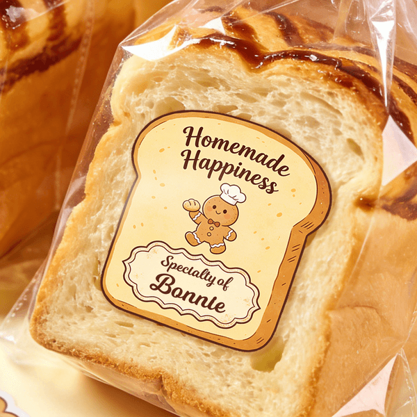 Henkilökohtainen Toast-muotoinen piparkakku mies vedenpitävä tarroja nimi puolue suosii leivonta lahja tunnisteet leivontaan paahtoleipää leipä rakastaja