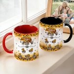 Personalized Bear Mom and 1-6 Baby Bears Sunflower Leopard Print 11 oz 15 oz Ceramic Mug with Names Mother's Day Gift for Mom