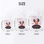 Personalized Cute Cartoon Little Girl Clear Gift Bag with Name and Ribbon Birthday Gift for Black Girl