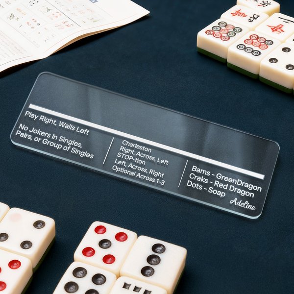 Acrylic Mahjong Line Reader Multicolour with Rules and Name Game Night Gift for Mahjong Lover