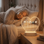 Luce notturna a LED in acrilico a forma di cuore con nome e base in legno Regalo di compleanno per la festa della mamma e della nonna