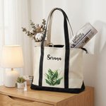 Personalised Birth Flower Multicolour Canvas Tote Bag with Name Anniversary Birthday Bridal Shower Gift for Women Bridesmaids